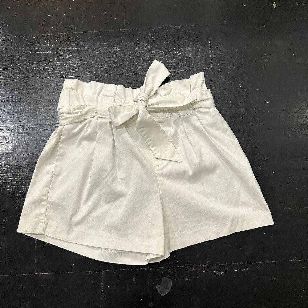 White linen shorts